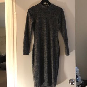 Grey long sleeve knee length dress